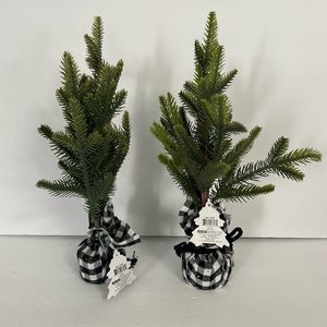 Green Trees with fabric Base 2 pc new